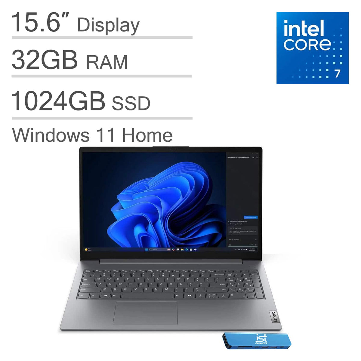 Lenovo - Upgraded - V15 Gen 5 15.6" FHD Business Laptop - Intel Core 7 240H 2025 with 32GB Memory - 1TB SSD - Numeric Keypad - Windows 11 - Black