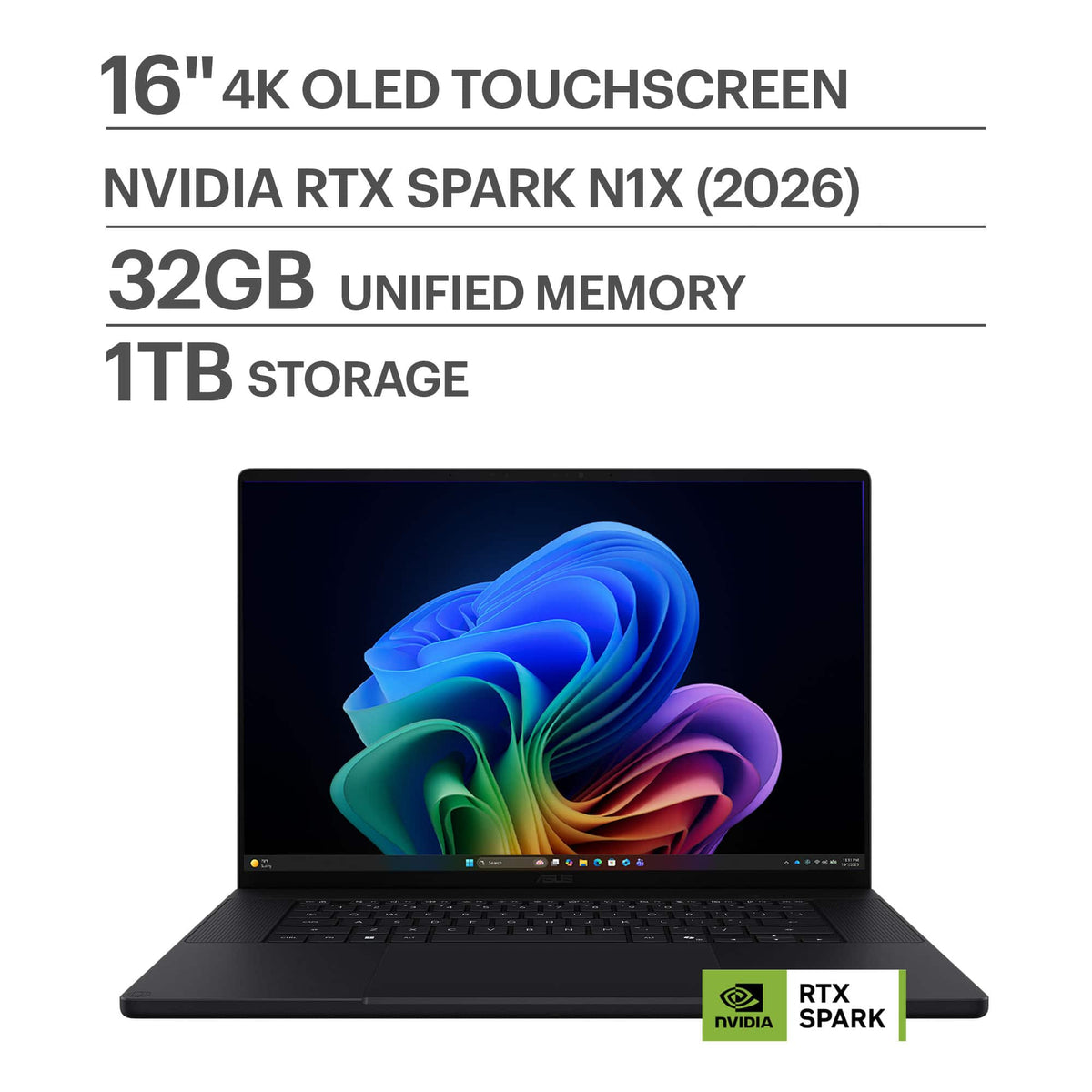 ASUS - ProArt P16 16" 4K OLED Touchscreen Laptop - NVIDIA RTX Spark N1X 20-Core (2026) - 32GB Memory - 1TB Storage - Nano Black