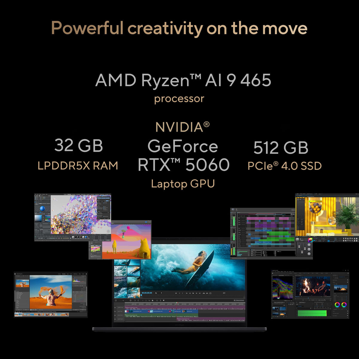 ASUS - ProArt P16 16" 3K OLED Touchscreen Laptop - AMD Ryzen AI 9 465 (2026) - NVIDIA RTX 5060 - 32GB Memory - 512GB Storage - Nano Black