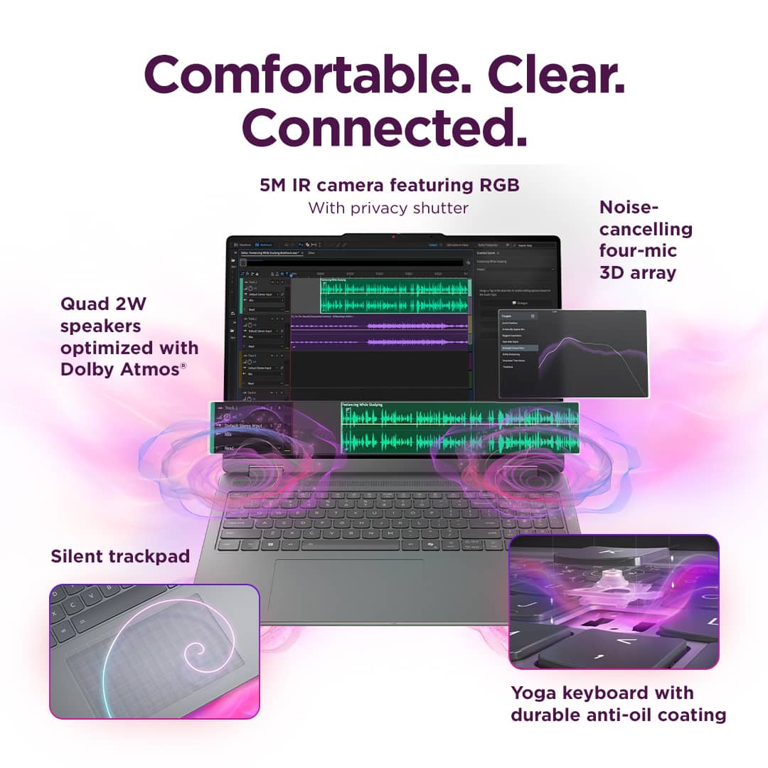 Lenovo - Yoga 7i 2-in-1 16" 2K OLED Touchscreen Laptop - Intel Core Ultra 7 355 2026 - 24GB Memory - 512GB Storage - Luna Grey