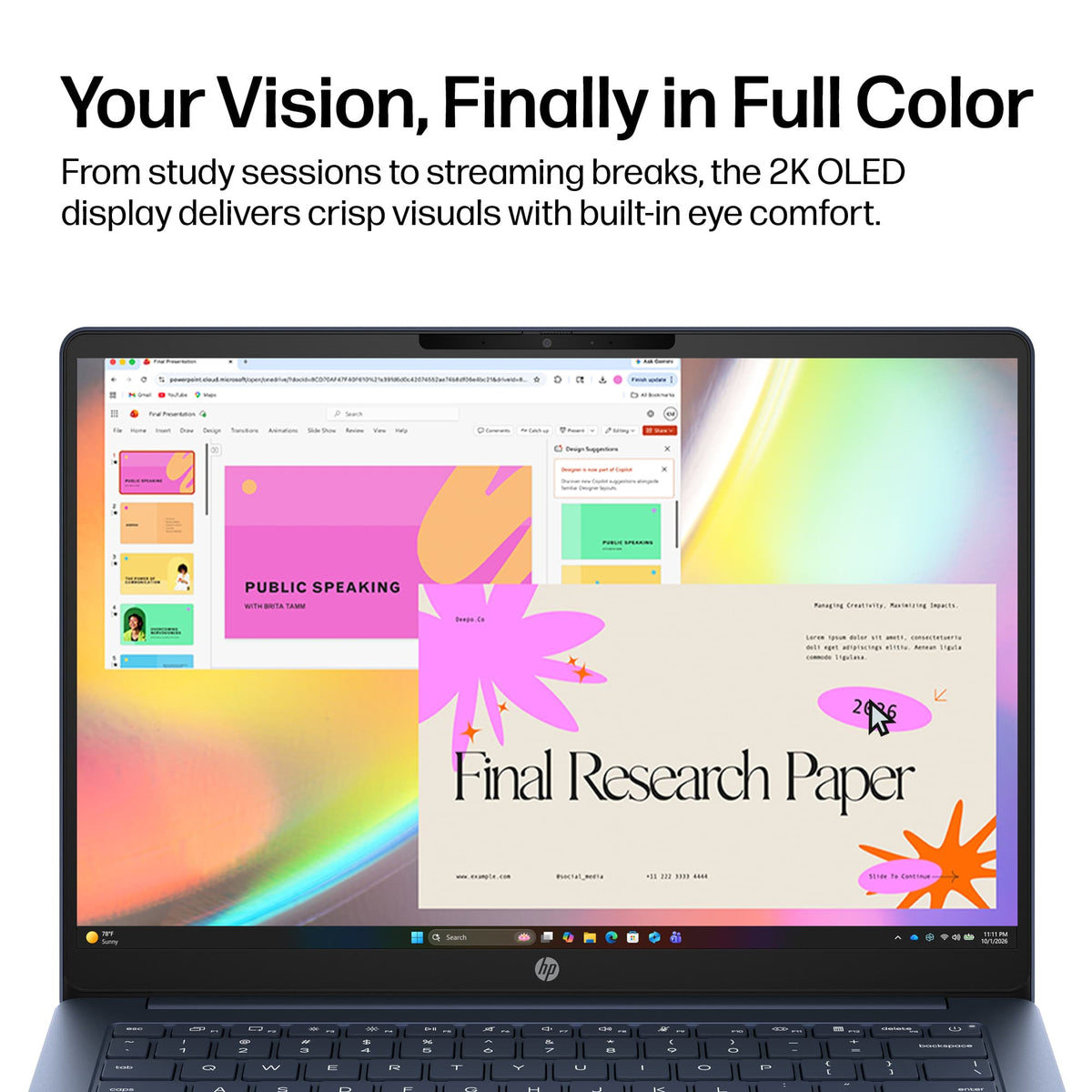 HP - OmniBook 3 - 14" 2K OLED Laptop - Snapdragon X (8-Core CPU) - 8GB Memory - 256GB SSD - 41+ Hrs Battery Life¹ - Starlit Blue