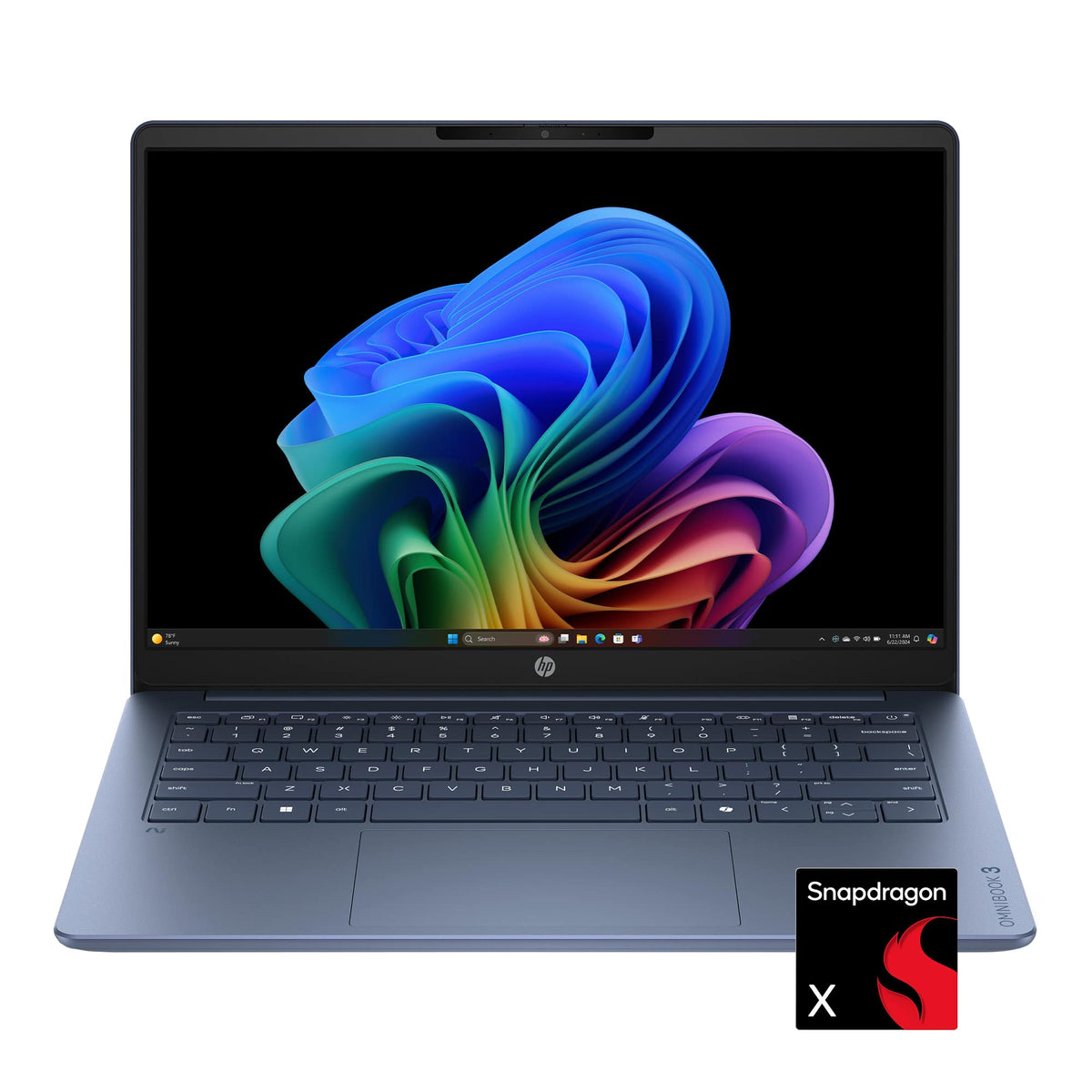 HP - OmniBook 3 - 14" 2K OLED Laptop - Snapdragon X (8-Core CPU) - 16GB Memory - 512GB SSD - Copilot+ - 41+ Hrs Battery Life¹ - Starlit Blue