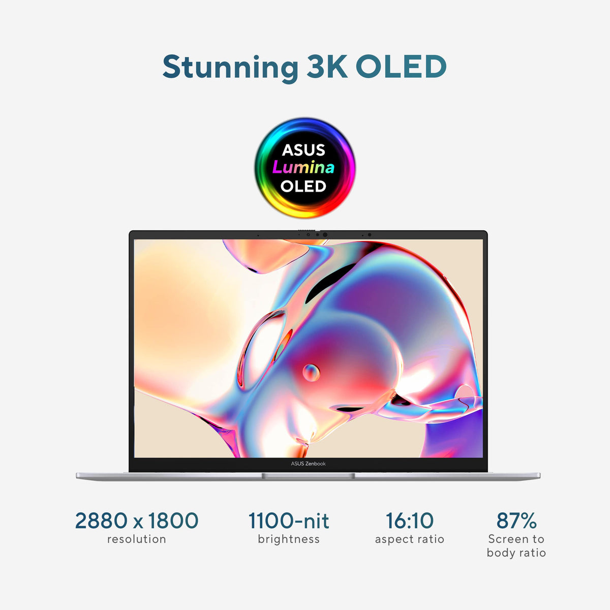 ASUS - Zenbook 14 14" 3K OLED Touch Screen Laptop - Intel Core Ultra 9 285H - 32GB RAM - 1TB SSD - Foggy Silver