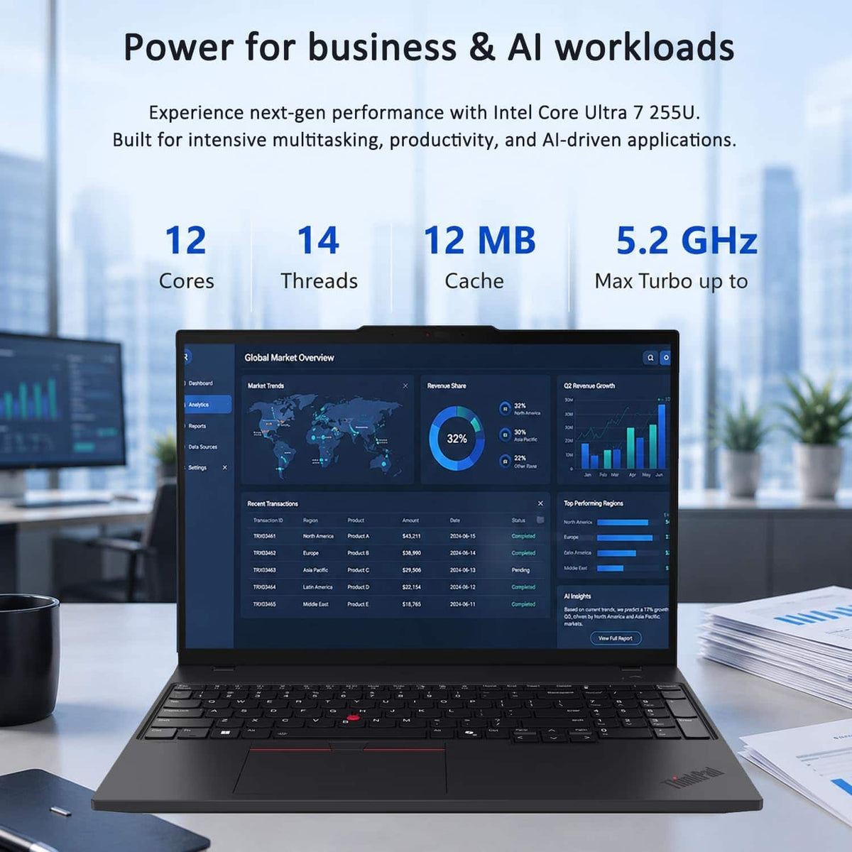Lenovo - Upgraded - ThinkPad L16 16" FHD+ Touchscreen Laptop - Business AI PC - Intel Core Ultra 7 255U 2025 - 32GB RAM - 1TB SSD - Win11Pro - Jet Black