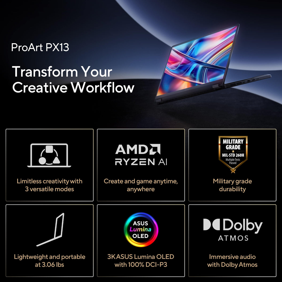 ASUS - ProArt PX13 13.3" 3K OLED Touchscreen 2-in-1 - AMD Ryzen AI Max+ 388 2026 - 32GB Memory - 512GB Storage - Copilot+ PC - Nano Black