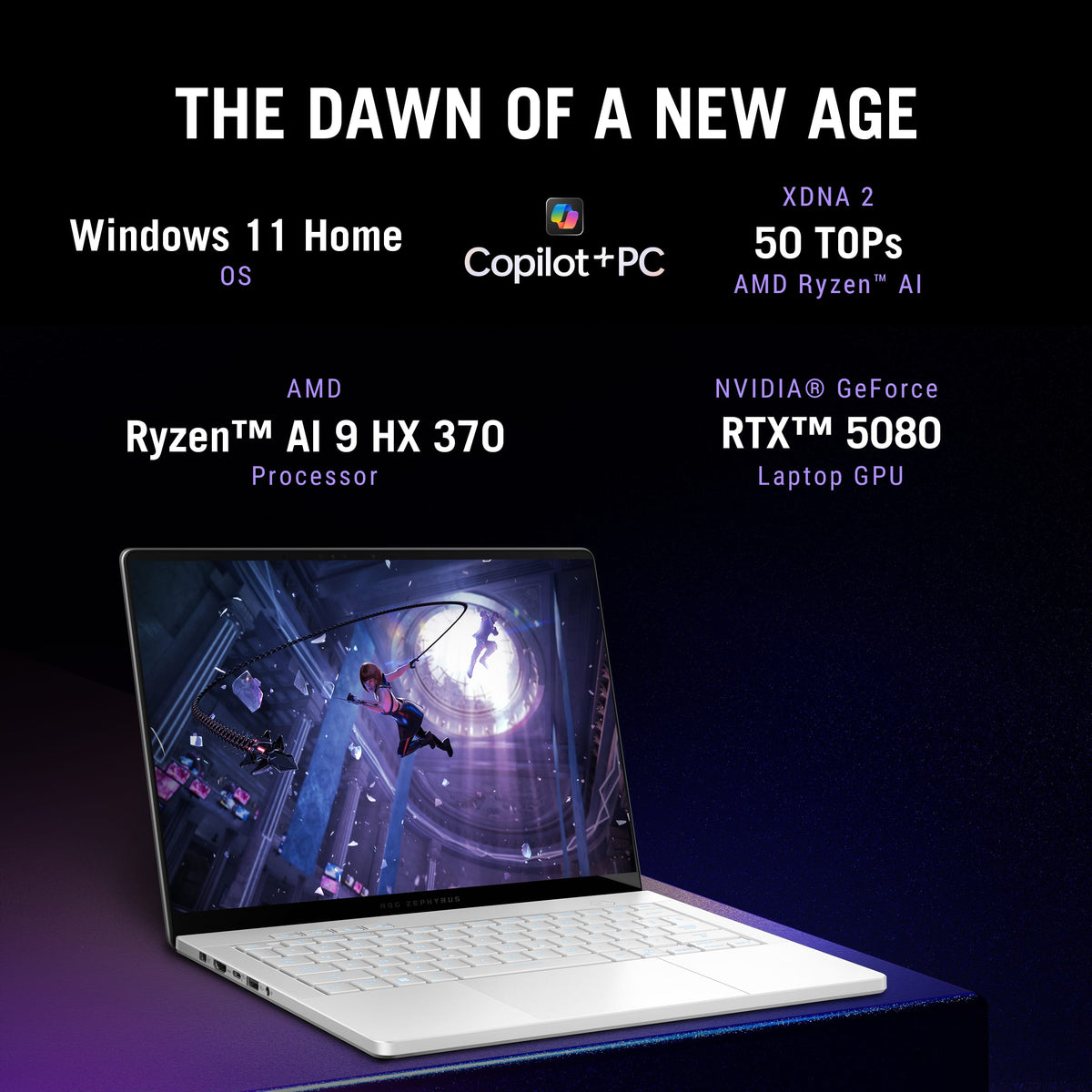 ASUS - ROG Zephyrus G14 14" 3K OLED 120Hz Gaming Laptop - Copilot+ PC - AMD Ryzen AI 9 HX-32GB Memory - RTX 5080 - 2TB Storage - Platinum White