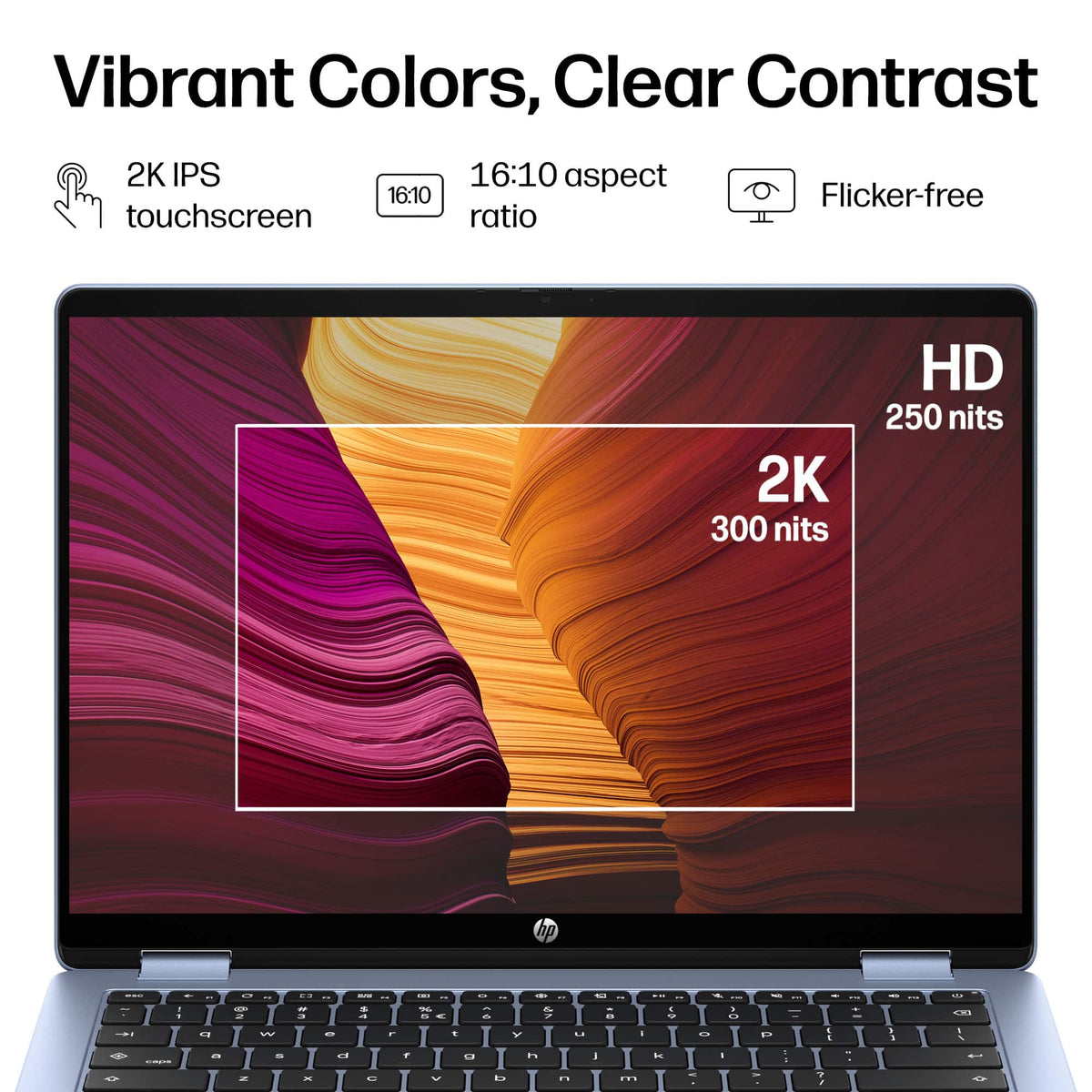 HP - 14" 2K Touchscreen 2-in-1 Chromebook - Intel Core N150 - 8GB Memory - 64GB eMMC - Sky Blue