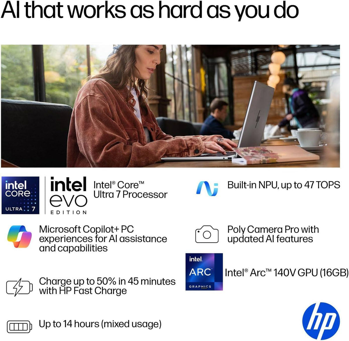 HP - Upgraded - OmniBook 7 Flip 2-in-1 16" WUXGA Touch Laptop - Copilot+PC - Intel Core Ultra 7 258V - 32GB RAM - 1TB SSD - Win 11Pro - Glacier silver