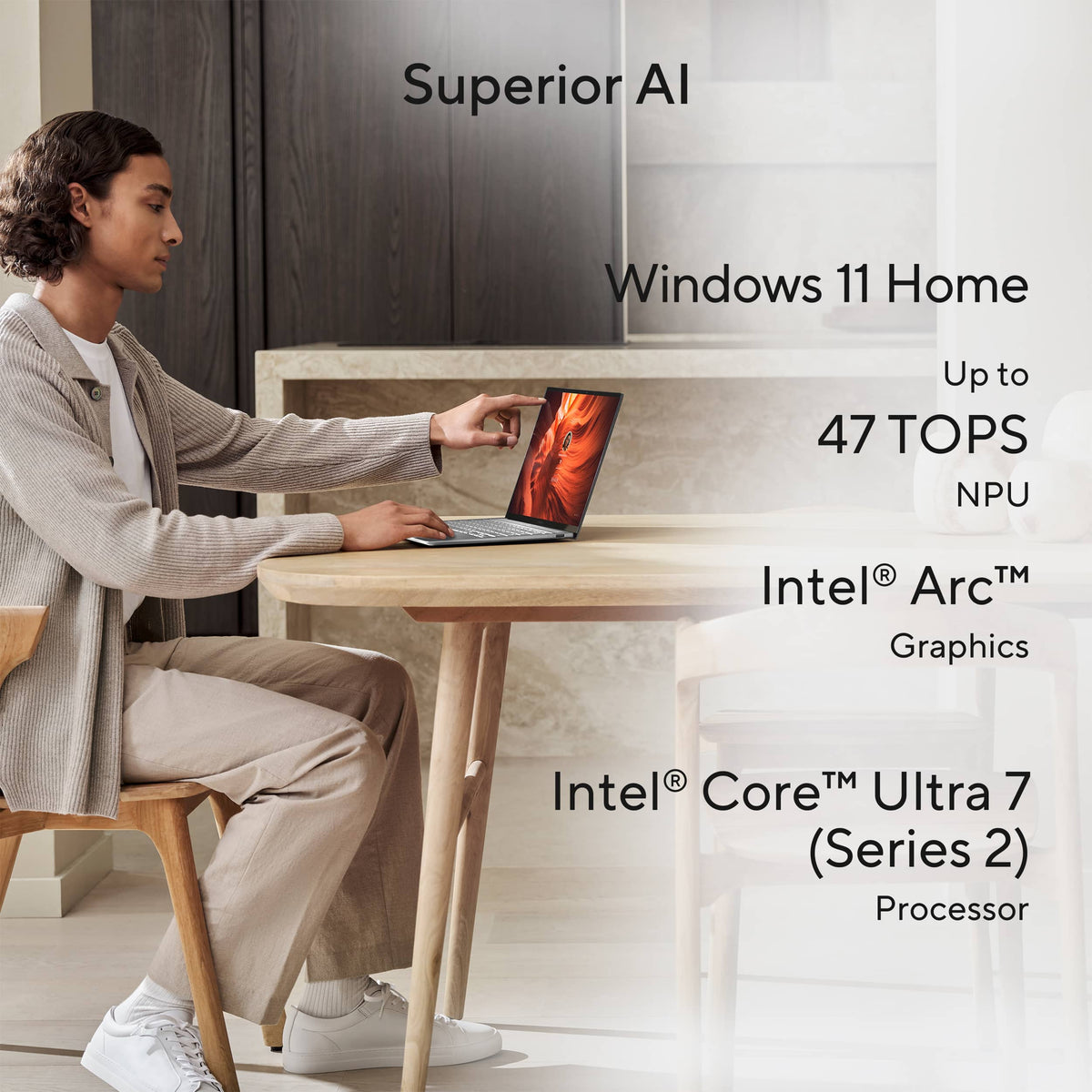 ASUS - Zenbook S14 14" OLED Touch Screen Laptop - Intel Core Ultra 7 258V - 32GB RAM - 1TB SSD - Copilot+ PC - Scandinavian White