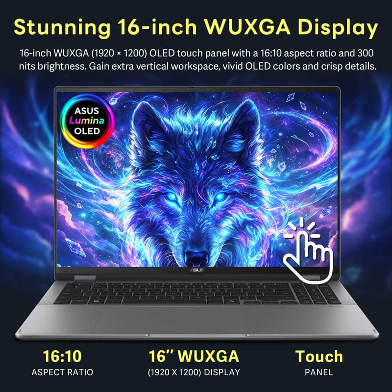 ASUS - Upgraded - Vivobook 16" Flip OLED Touch Laptop,Intel Core Ultra 7 258V,32GB RAM,1TB SSD+1TB Dock,Backlit,WiFi 7,Win11 Pro - Gray