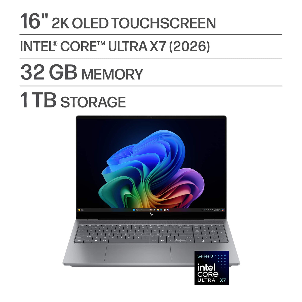 HP - OmniBook X – 16” 2K OLED Touchscreen Laptop – Intel Core Ultra X7 (2026) – 32GB Memory – 1TB SSD – Copilot+ PC - Meteor Silver