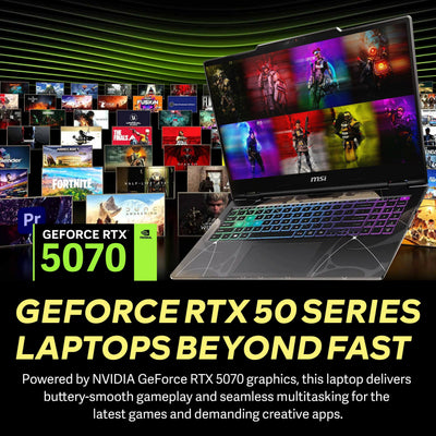 MSI - Upgraded - Cyborg 15 15.6" Gaming Laptop,Intel Core 7 240H,32GB DDR5,1TB SSD+1TB Dock Set,RTX 5070,Backlit,Win11 Pro - Black