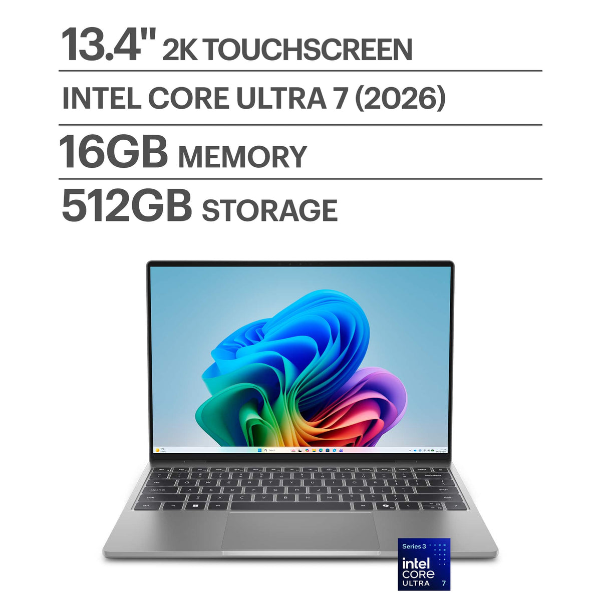 Dell - XPS - 13.4" 2.5K Touchscreen Laptop - Intel Core Ultra 7 Series 3 2026 - 16GB Memory - 512GB Storage - Storm