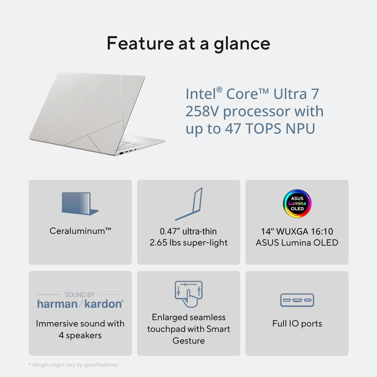 ASUS - Zenbook S14 14" OLED Touch Screen Laptop - Intel Core Ultra 7 258V - 32GB RAM - 1TB SSD - Copilot+ PC - Scandinavian White