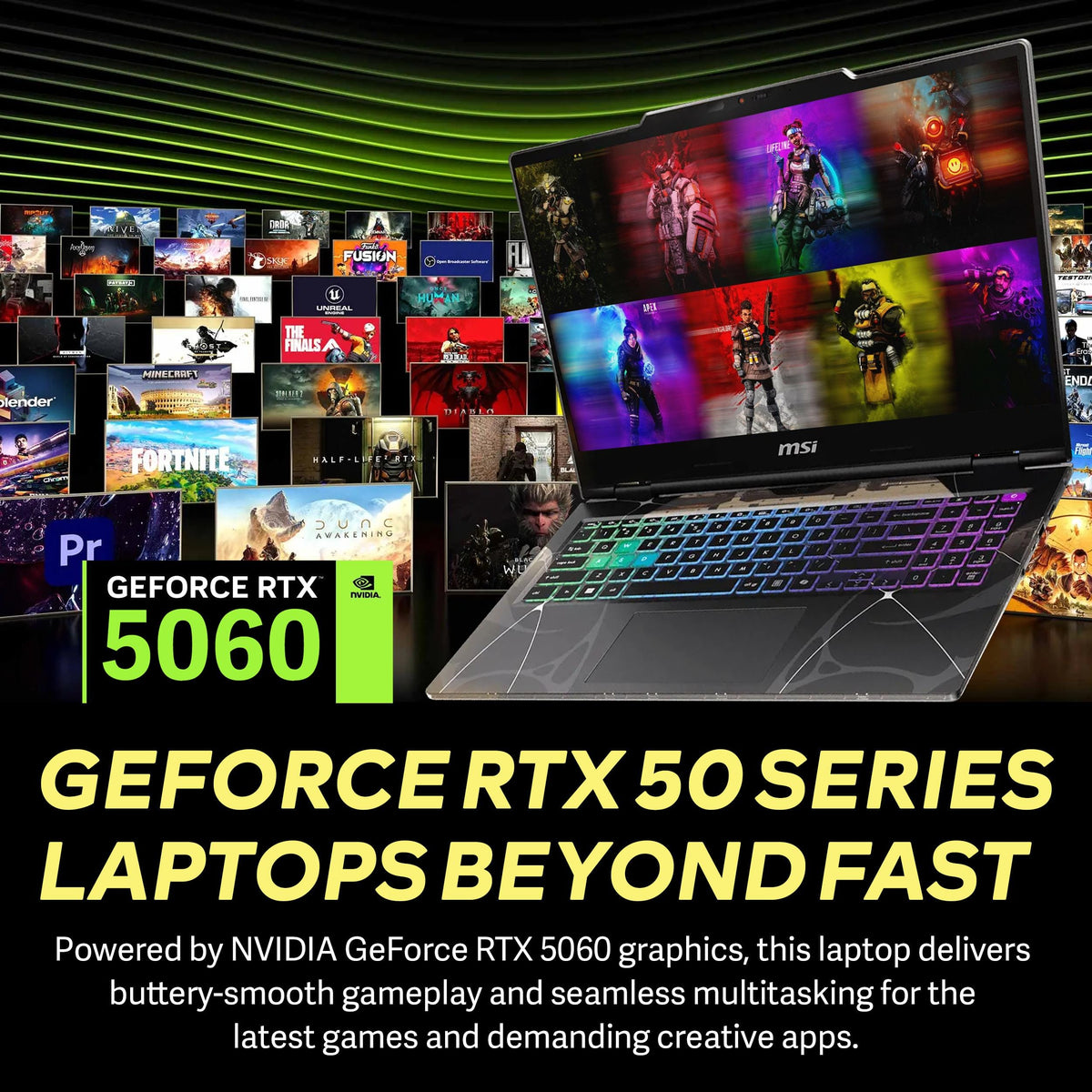 MSI - Upgraded - Cyborg A15 15.6" FHD 144Hz Gaming Laptop,AMD Ryzen 9 270,32GB RAM,2TB SSD+1TB Dock Set,GeForce RTX 5060,Win 11 - Black