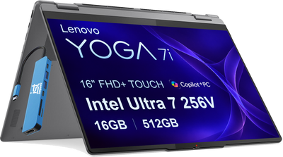 Lenovo - Yoga 7i 2-in-1 - Copilot+ PC - 16" FHD+ Touchscreen Laptop - Intel Core Ultra 7 256V 2024 - 16GB Memory - 512GB SSD - Luna Grey