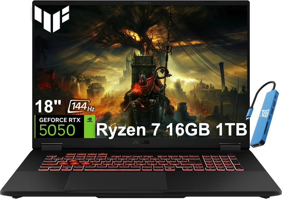 ASUS - TUF Gaming 18" 144Hz Laptop - A18 - AMD Ryzen 7 260 with GeForce RTX 5050 - 16GB Memory - 1TB SSD - RGB Backlit - Gray