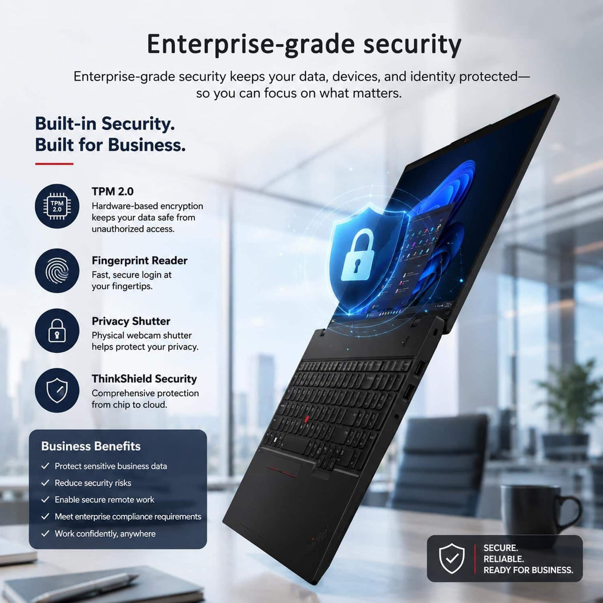 Lenovo - Upgraded - ThinkPad L16 16" FHD+ Touchscreen Laptop - Business AI PC - Intel Core Ultra 7 255U 2025 - 32GB RAM - 1TB SSD - Win11Pro - Jet Black