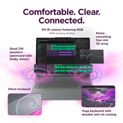 Lenovo - Yoga 7i 2-in-1 16" 2K OLED Touchscreen Laptop - Intel Core Ultra 7 355 2026 - 24GB Memory - 512GB Storage - Luna Grey