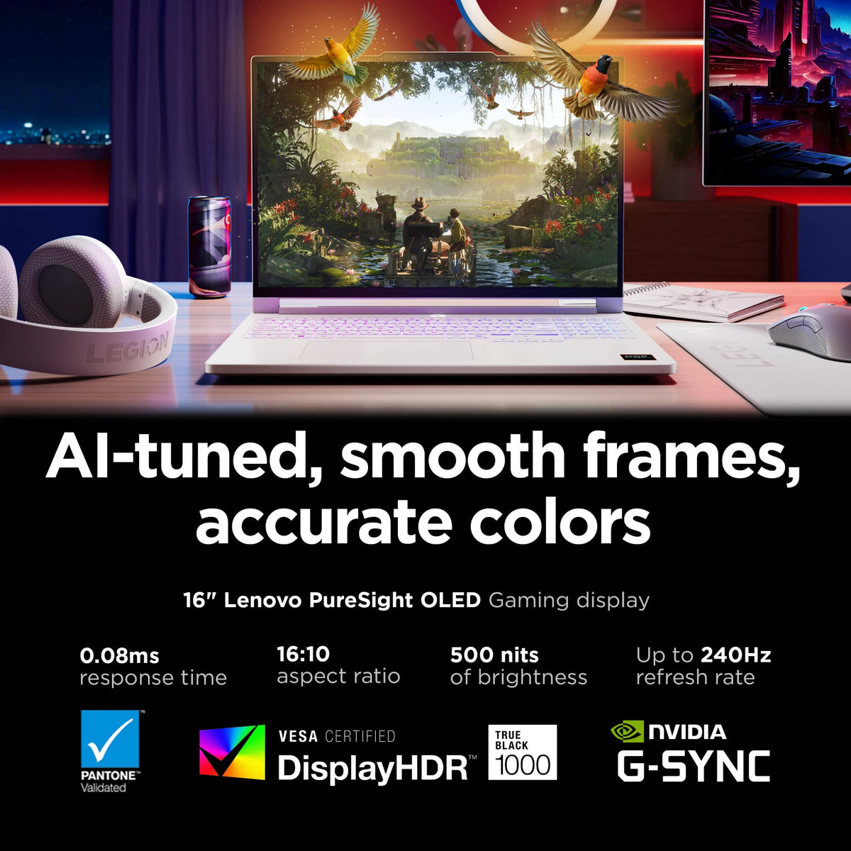 Lenovo - Legion 7a 16" 3K 240Hz OLED Gaming Laptop- AMD Ryzen AI 9 HX 470 2026 - 32GB RAM - NVIDIA GeForce RTX 5070 - 1TB Storage - Glacier White