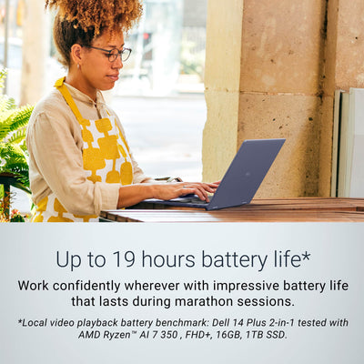 Dell - Plus 14" 2K 2-in-1 Touchscreen Laptop - AMD Ryzen AI 300 Series AI 7 350 2025 - 16GB Memory - 1TB Storage - Copilot+ PC - Midnight Blue