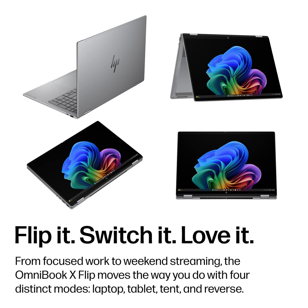 HP - OmniBook X Flip 2-in-1 - 16" 2K OLED Touchscreen Laptop - AMD Ryzen AI 5 430 (2026) - 16GB Memory - 512GB SSD - Copilot+ - Meteor Silver