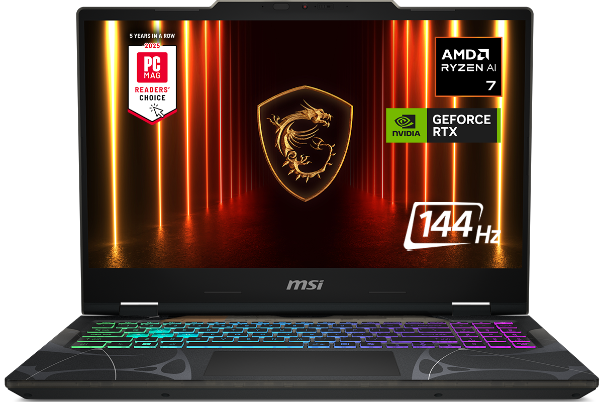MSI - Cyborg A15 AI 15" 144Hz FHD Gaming Laptop - AMD R7-260 - NVIDIA GeForce RTX 5060 - 16GB Memory - 1TB SSD - Translucent Black
