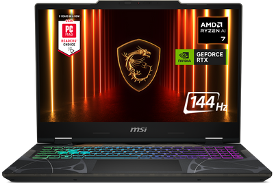 MSI - Cyborg A15 AI 15" 144Hz FHD Gaming Laptop - AMD R7-260 - NVIDIA GeForce RTX 5060 - 16GB Memory - 1TB SSD - Translucent Black