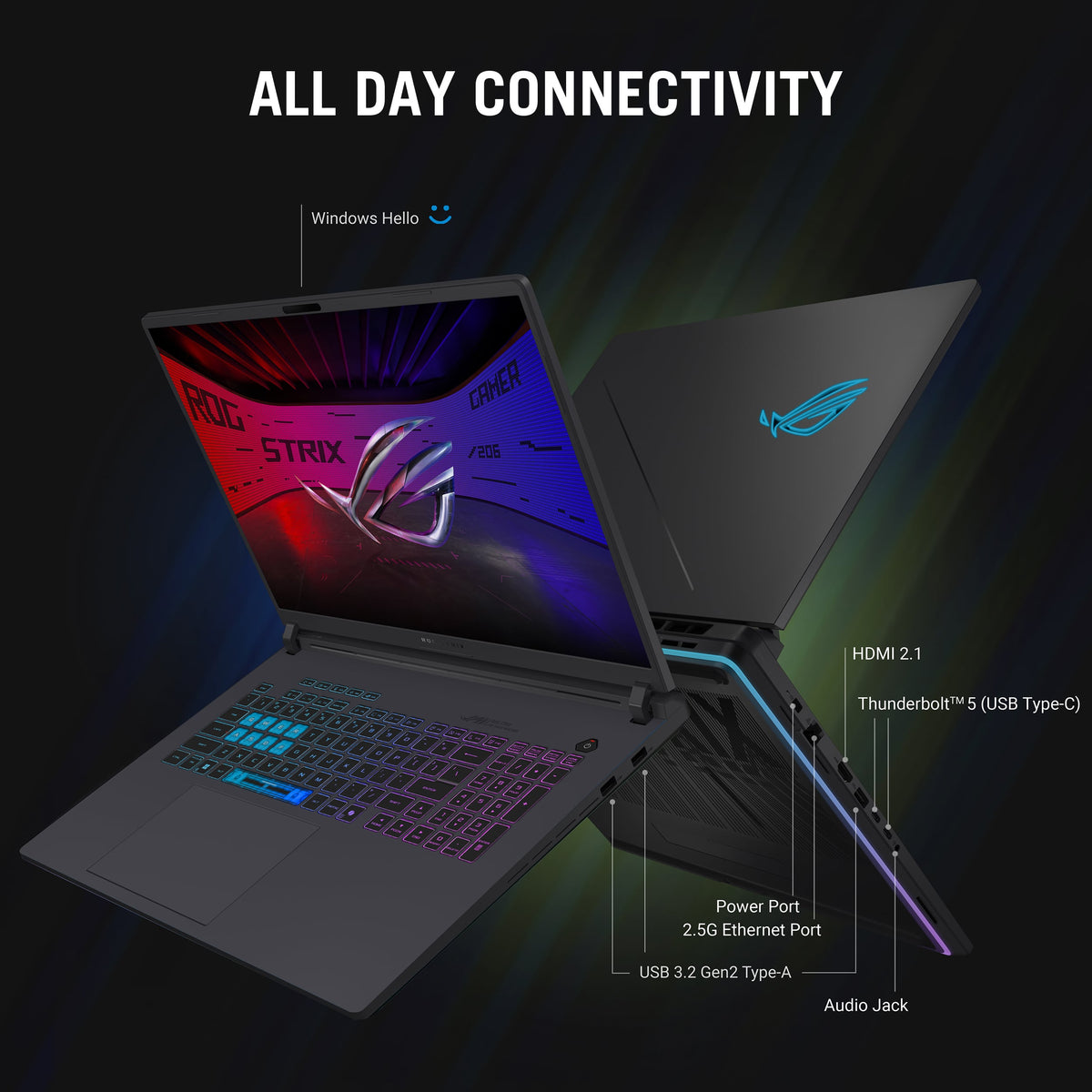 ASUS - ROG Strix G18 18" 2.5K 240Hz Gaming Laptop - Intel Core Ultra 9 HX - 32GB Memory - GeForce RTX 5080 - 2TB Storage - Eclipse Gray