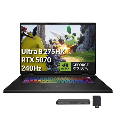 MSI - Upgraded - Crosshair 18" 240Hz Gaming Laptop,Ultra 9 275HX,GeForce RTX 5070,64GB RAM,2TB SSD+1TB Dock Set,Win 11 Pro - Black