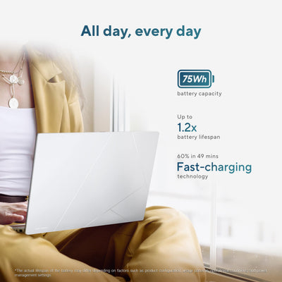 ASUS - Zenbook 14 14" 3K OLED Touch Screen Laptop - Intel Core Ultra 9 285H - 32GB RAM - 1TB SSD - Foggy Silver