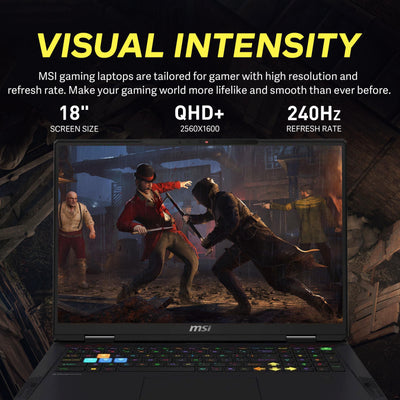 MSI - Upgraded - Raider 18" QHD+ 240Hz Gaming Laptop,Intel Core Ultra 9 285HX,RTX 5080,64GB,2TB SSD+1TB Dock,Backlit,Win 11 Pro - Black