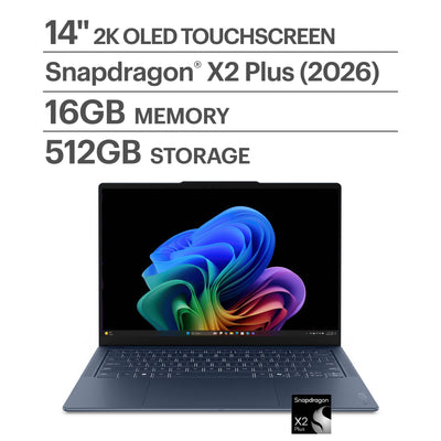 Lenovo - Yoga Slim 7x 14" 2K OLED Touchscreen Laptop - Snapdragon X2 Plus X2P-42-100 2026 - 16GB Memory - 512GB Storage - Cosmic Blue