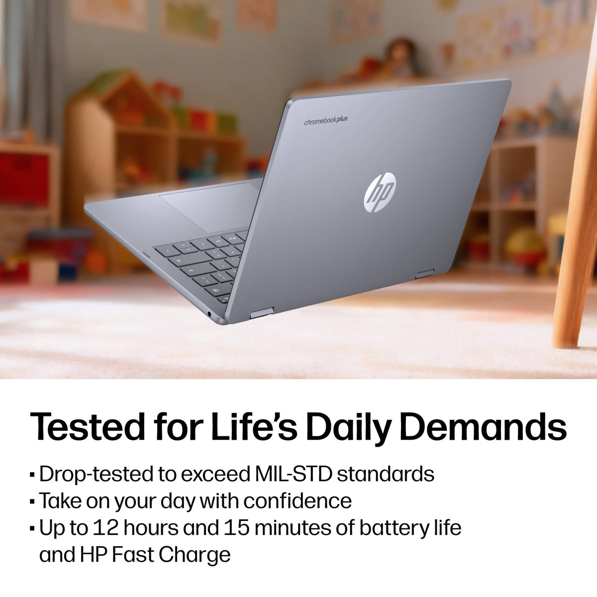 HP - 14" 2K Touchscreen 2-in-1 Chromebook Plus - Intel Core 3 N355 - 8GB Memory - 256GB Storage - Meteor Silver