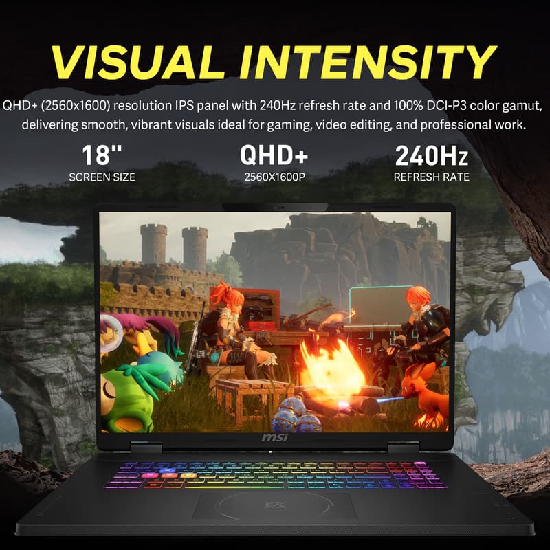 MSI - Upgraded - Crosshair 18" 240Hz Gaming Laptop,Ultra 9 275HX,GeForce RTX 5070,64GB RAM,2TB SSD+1TB Dock Set,Win 11 Pro - Black
