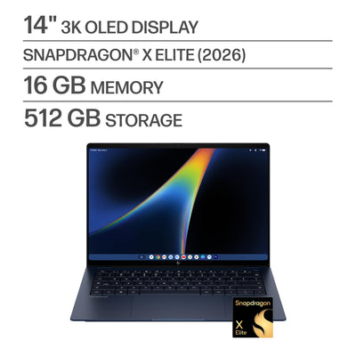 HP - Googlebook 14" 3K OLED Touchscreen - Snapdragon X Elite - 16GB Memory - 512GB SSD - Atmospheric Blue