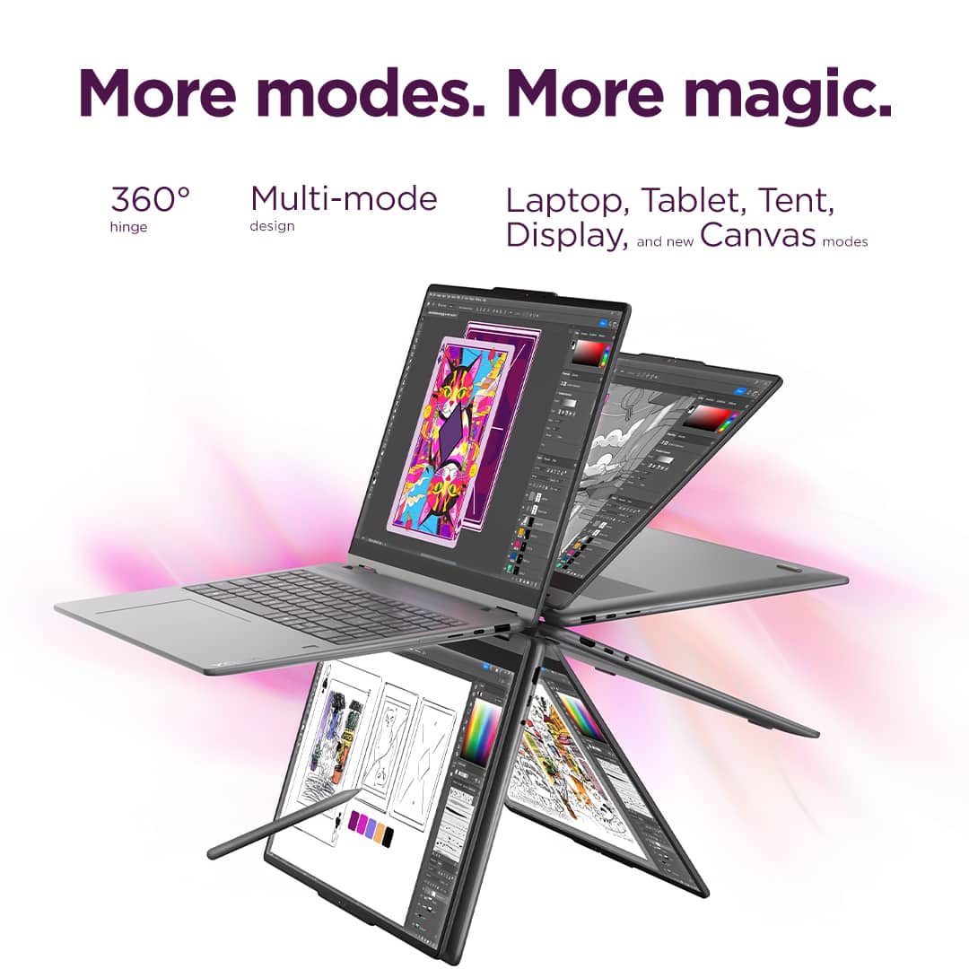 Lenovo - Yoga 7i 2-in-1 16" 2K OLED Touchscreen Laptop - Intel Core Ultra 7 355 2026 - 24GB Memory - 512GB Storage - Luna Grey