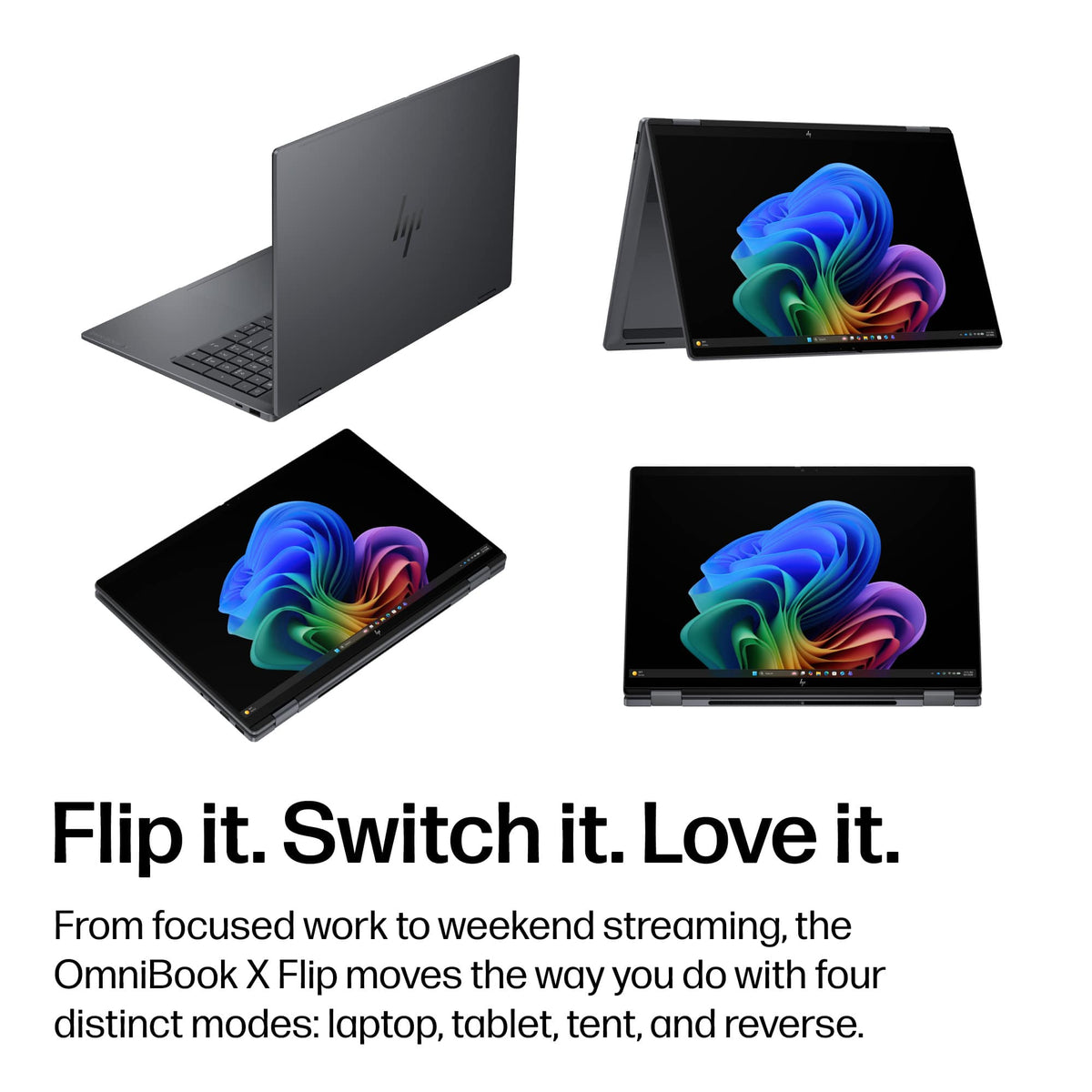 HP - OmniBook X Flip 2-in-1 - 16" 3K OLED Touchscreen Laptop - Intel Core Ultra 9 (2026) - 32GB Memory - 1TB SSD - Copilot+ - Eclipse Gray