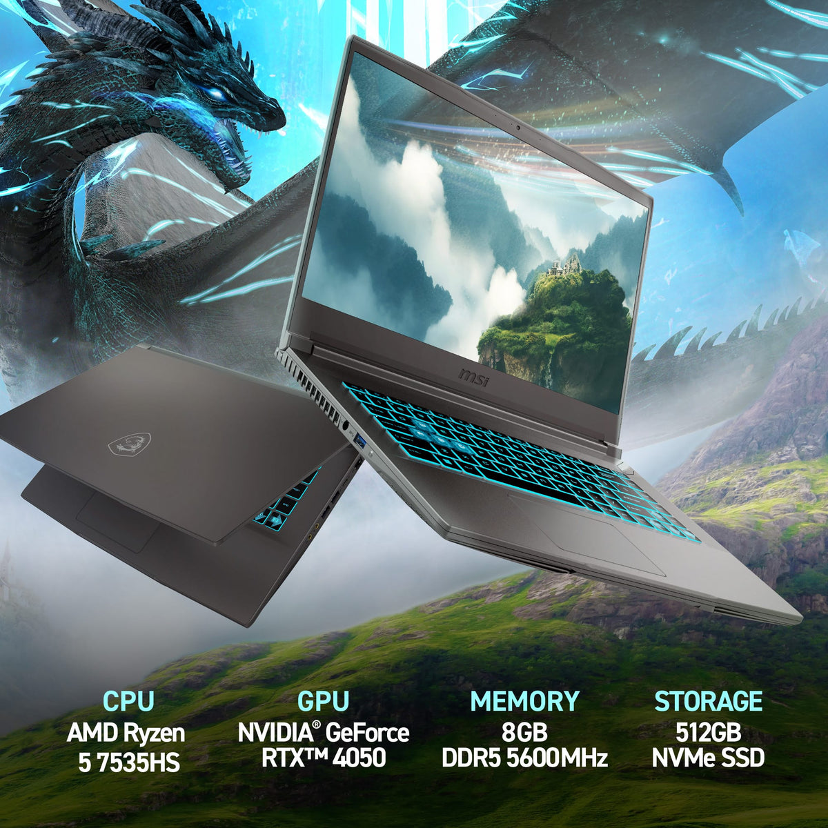 MSI - THIN A15 15.6" 144Hz FHD Gaming Laptop - AMD R5-7535HS - GeForce RTX 4050 - 8GB Memory - 512GB SSD Storage - Black