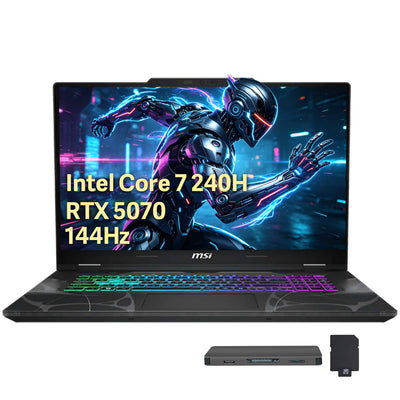 MSI - Upgraded - Cyborg 15 15.6" Gaming Laptop,Intel Core 7 240H,32GB DDR5,1TB SSD+1TB Dock Set,RTX 5070,Backlit,Win11 Pro - Black