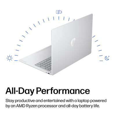 HP - OmniBook 3 - 16" 2K Touchscreen Laptop - AMD Ryzen 5 40 - 16GB Memory - 256GB SSD - Glacier Silver