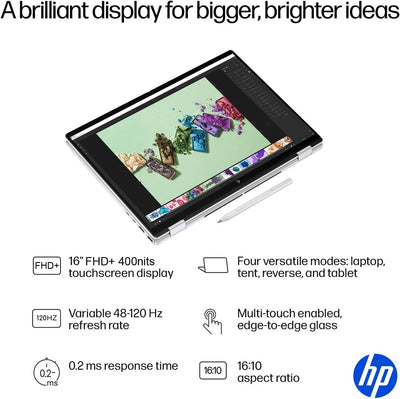 HP - Upgraded - OmniBook 7 Flip 2-in-1 16" WUXGA Touch Laptop - Copilot+PC - Intel Core Ultra 7 258V - 32GB RAM - 1TB SSD - Win 11Pro - Glacier silver