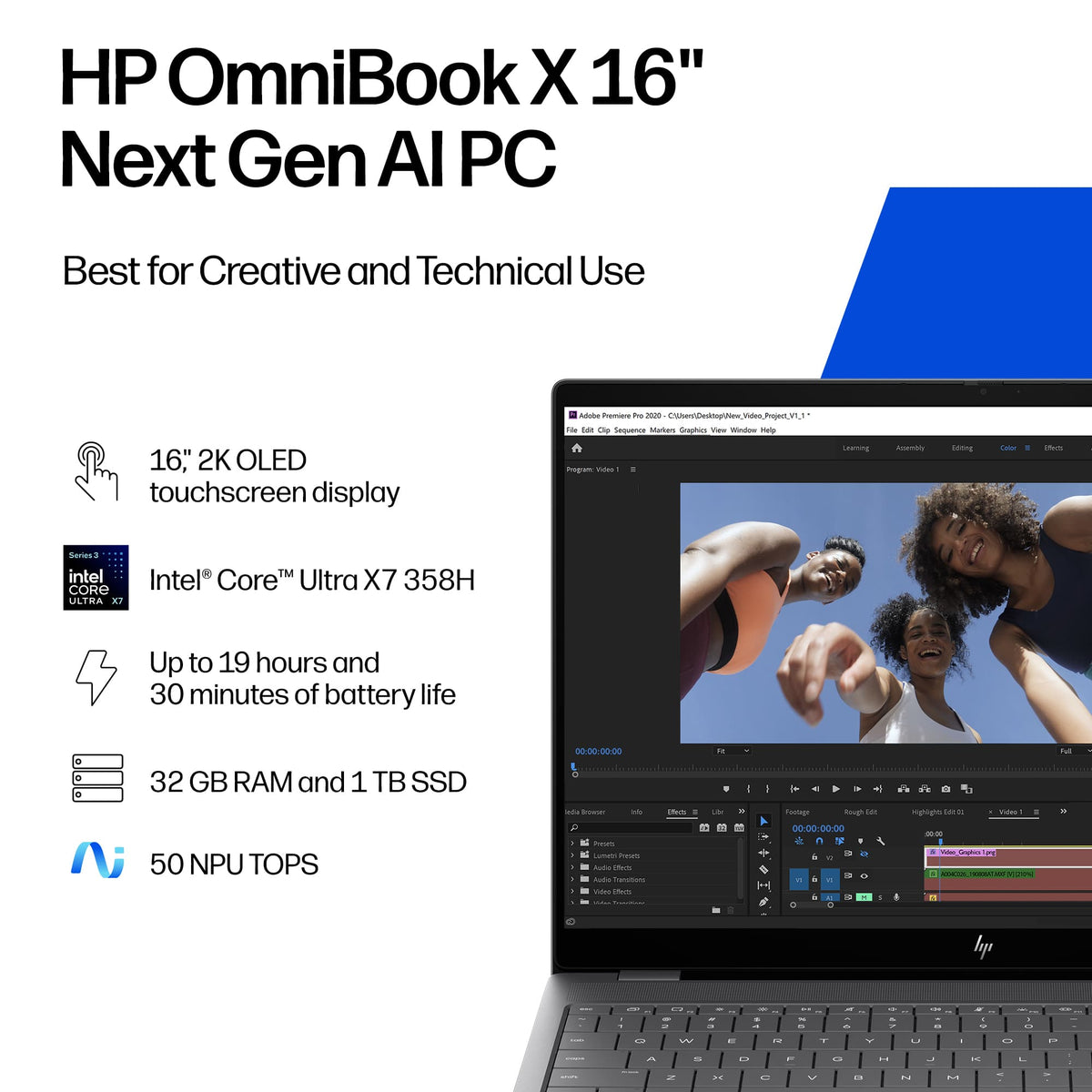 HP - OmniBook X – 16” 2K OLED Touchscreen Laptop – Intel Core Ultra X7 (2026) – 32GB Memory – 1TB SSD – Copilot+ PC - Meteor Silver