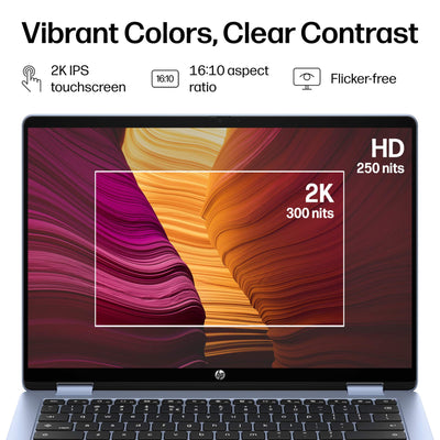 HP - 14" 2K Touchscreen 2-in-1 Chromebook - Intel Core N150 - 8GB Memory - 64GB eMMC - Sky Blue