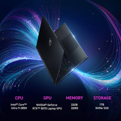 MSI - Stealth 16 AI 16" 240Hz QHD+ OLED Gaming Laptop - Intel U9-285H - NVIDIA GeForce RTX 5070 - 32GB Memory - 1TB SSD - Core Black