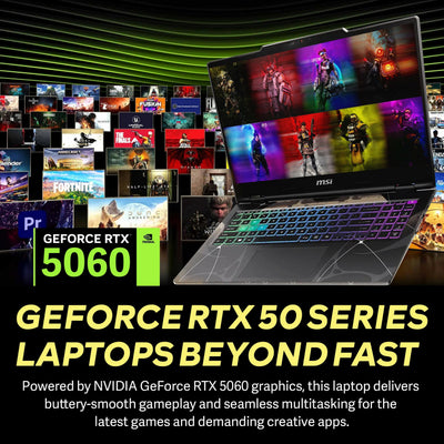 MSI - Upgraded - Cyborg A15 15.6" FHD 144Hz Gaming Laptop,AMD Ryzen 9 270,32GB RAM,1TB SSD+1TB Dock Set,GeForce RTX 5060,Win 11 - Black