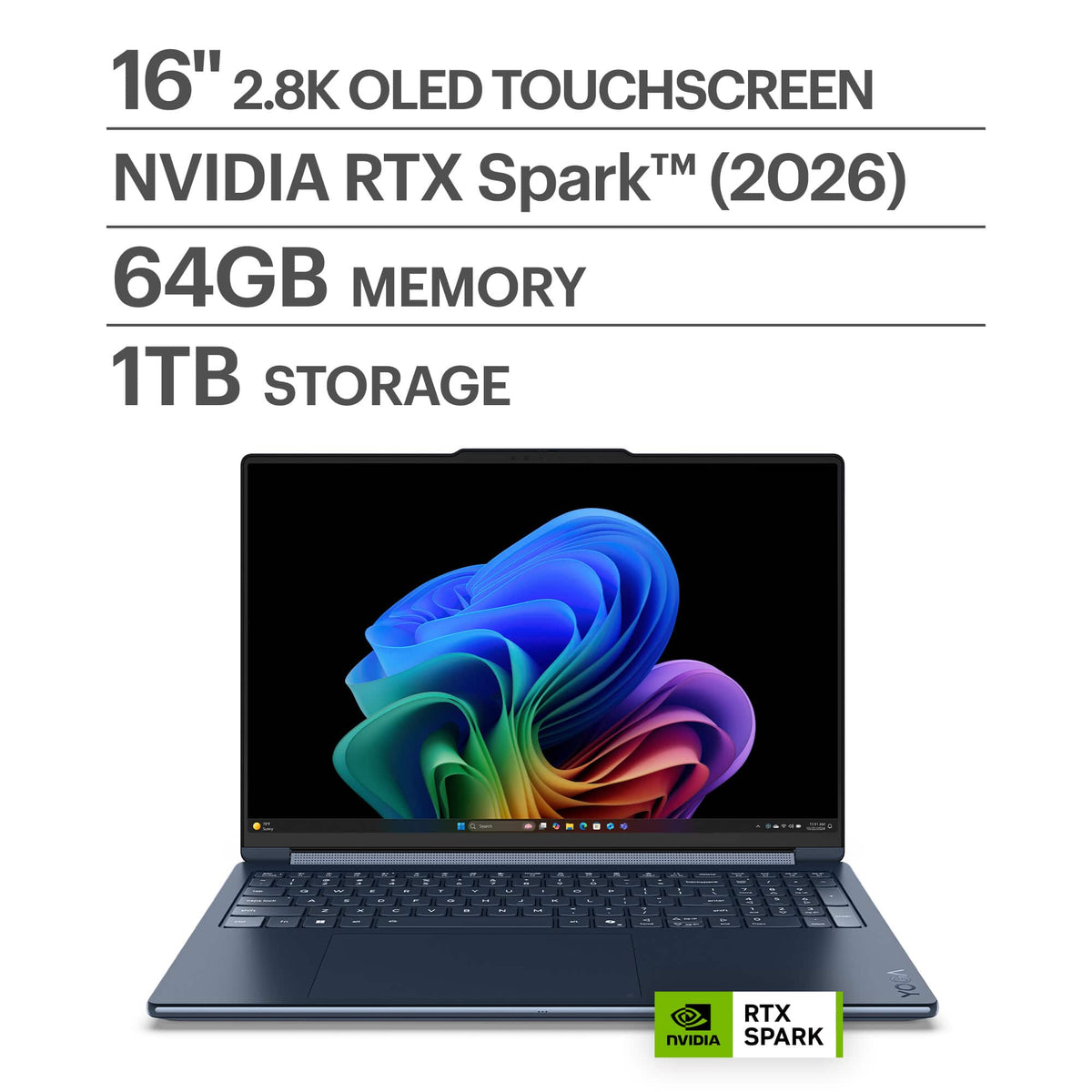 Lenovo - Yoga 9n 2-in-1 16" 3K OLED Touchscreen Laptop - NVIDIA RTX Spark N1X 20-Core (2026) - 64GB Memory - 1TB Storage - Cosmic Blue