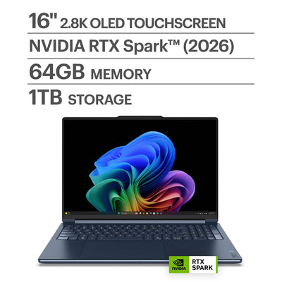 Lenovo - Yoga 9n 2-in-1 16" 3K OLED Touchscreen Laptop - NVIDIA RTX Spark N1X 20-Core (2026) - 64GB Memory - 1TB Storage - Cosmic Blue