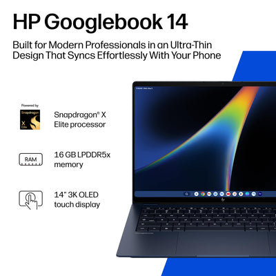 HP - Googlebook 14" 3K OLED Touchscreen - Snapdragon X Elite - 16GB Memory - 512GB SSD - Atmospheric Blue