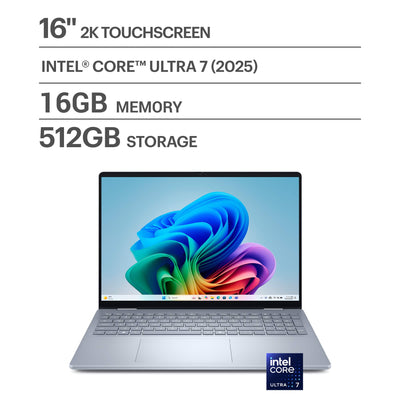 Dell - Plus 16" 2K 2-in-1 Touchscreen Laptop - Intel Core Ultra 7 Series 2 2024 - 16GB Memory - 512GB Storage - Copilot+ PC - Ice Blue